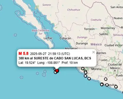 2 temblores sacudieron a Cabo San Lucas esta tarde; un sismo fue de 5.8 grados