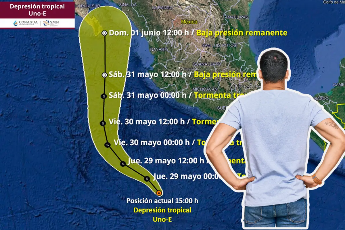 En las próximas horas nacerá la tormenta tropical Alvin, la primera de la presente temporada de huracanes 2025. Fotos: Conagua | Canva.