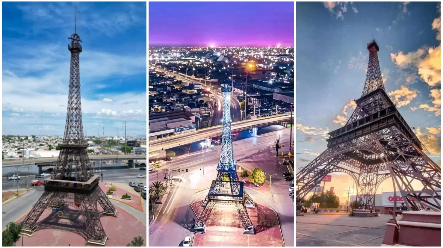 Torre Eiffel de México, ubicada en Gómez Palacio, Durango | Fotos: @faaabbs en Instagram / SANTA TOURS en Facebook / DGO Social en Facebook.