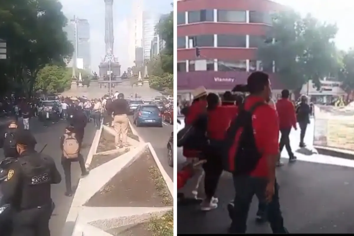 Movilización de la CNTE Reforma y av. México Tacuba. Foto: Captura de pantalla @OVIALCDMX | Canva