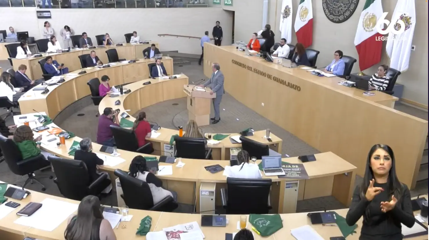 Pleno del Congreso de Guanajuato. Captura de pantalla: YouTube (CongresoGto)