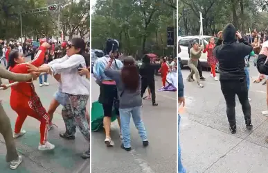 Manifestantes y comerciantes ambulantes se pelean a golpes en Avenida Juárez | VIDEO