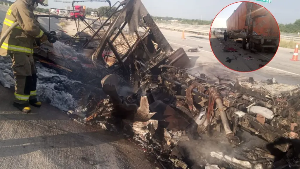 Muere persona calcinada en accidente carretero en Anáhuac, Nuevo León
