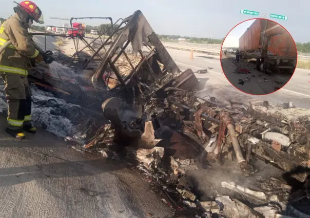 Muere persona calcinada en accidente carretero en Anáhuac, Nuevo León