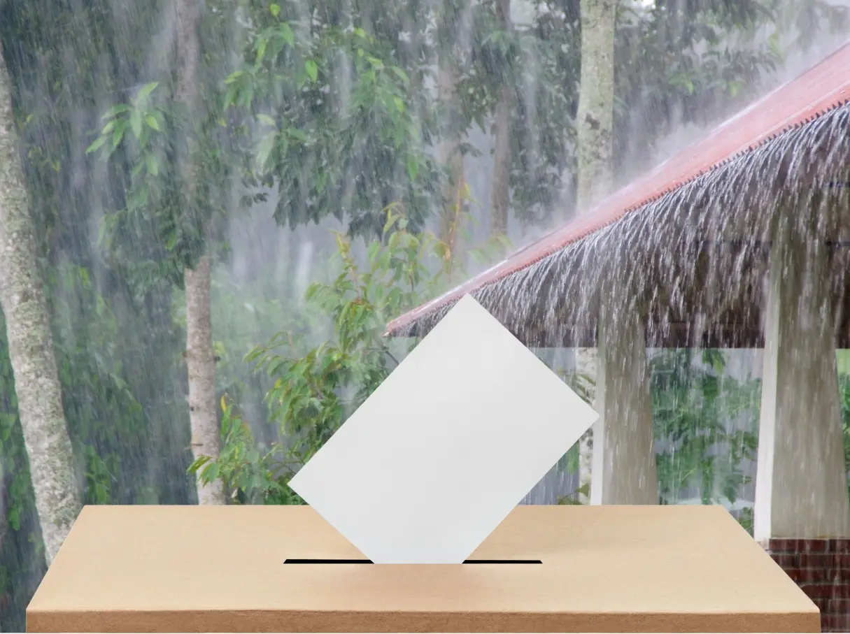 Las lluvias en esta jornada electoral reafirman la importancia de contar con planes de contingencia climática durante procesos democráticos. Foto: Canva.