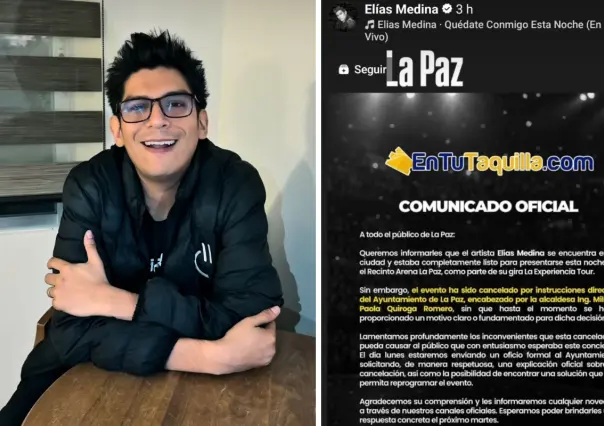 Se cancela concierto de Elías Medina en La Paz una hora antes de comenzar su show