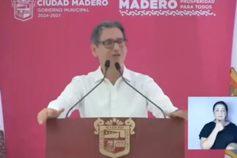 Erasmo González Robledo, alcalde de Ciudad Madero, durante la conferencia matutina. Foto: Victoria Jiménez