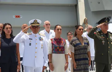 Claudia Sheinbaum homenajea a cadetes del buque Cuauhtémoc en Acapulco