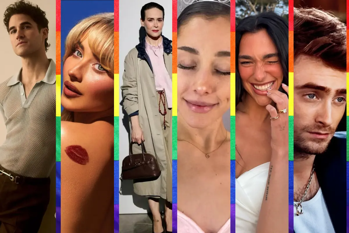 Más de 100 celebridades piden proteger fondos para en jóvenes LGBTQ+ (Foto: IG @arianagrande, @darrencriss, @mssarahcatharinepaulson, @sabrinacarpenter, @daniel9340 / Canva)