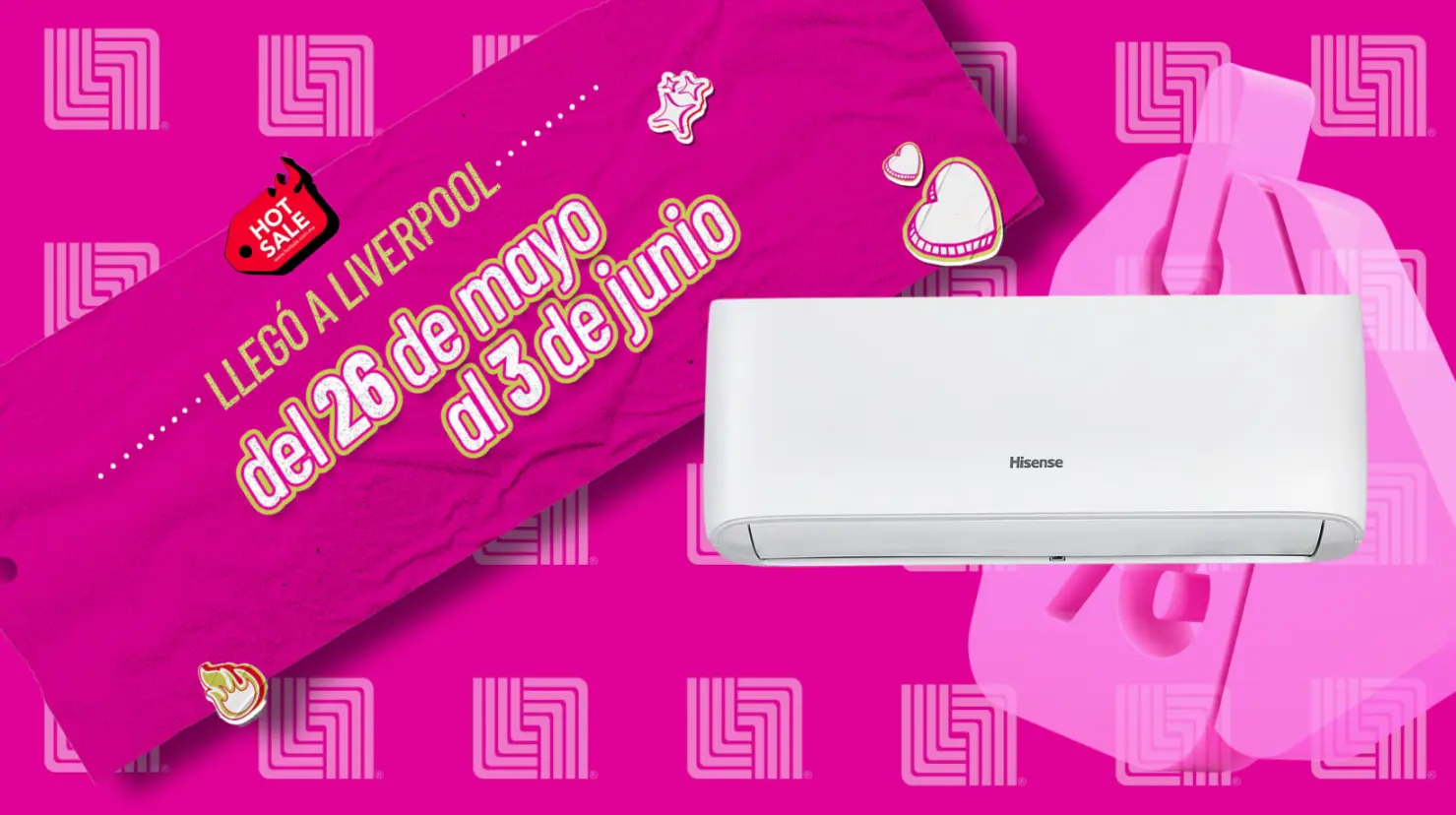Hot Sale en Liverpool: mini split Hisense con el 51% de descuento. Foto: Canva | Liverpool.