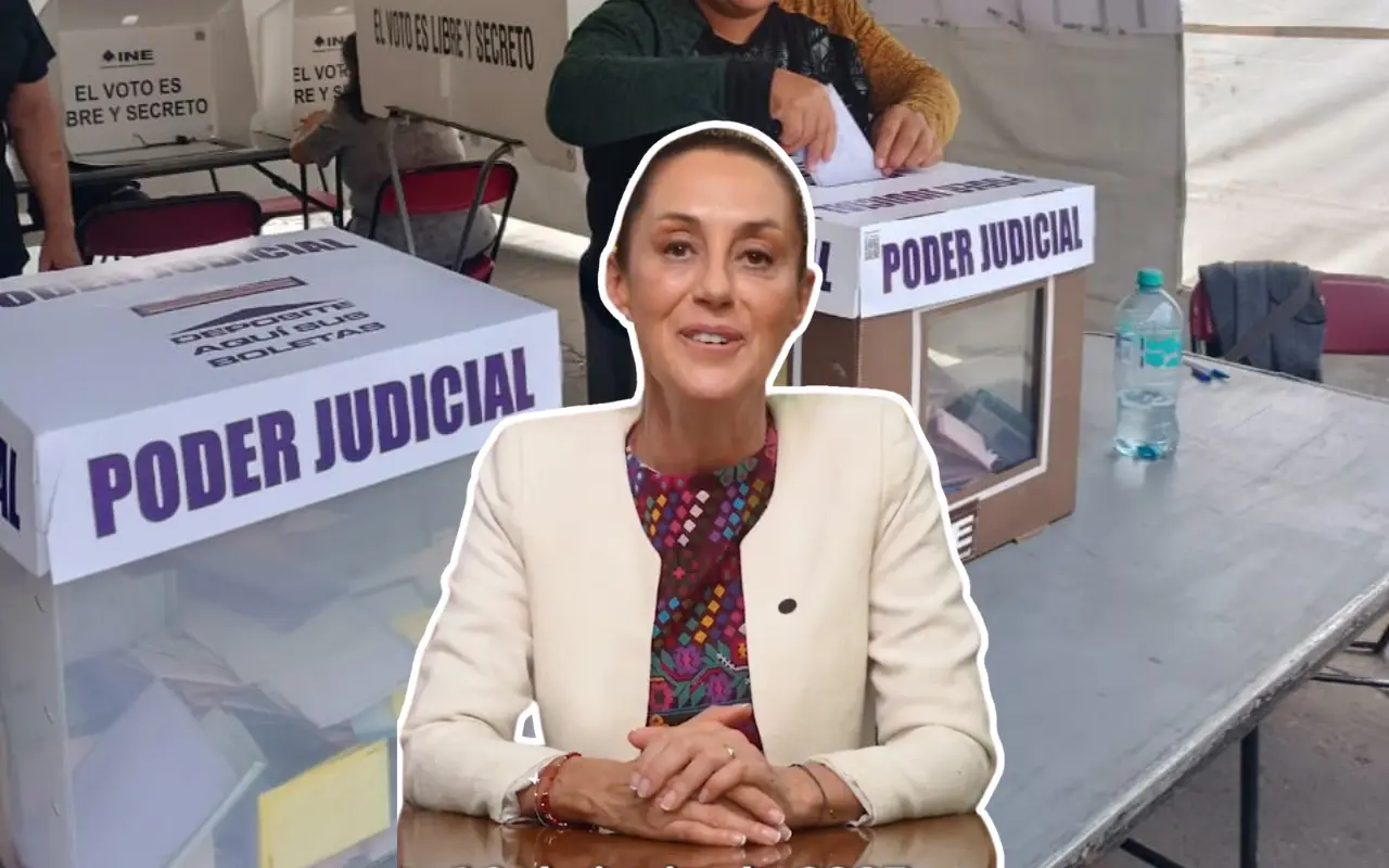 Urnas de elección judicial y Claudia Sheinbaum. Foto: X (@Claudiashein) / (@INEMexico)