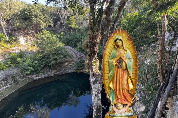 En este cenote en Yucatán hay un altar natural de la Virgen de Guadalupe