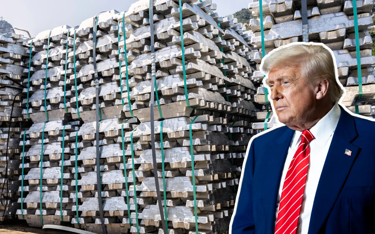 Pila de metales y Donald Trump. Foto: Canva / X (@WhiteHouse)