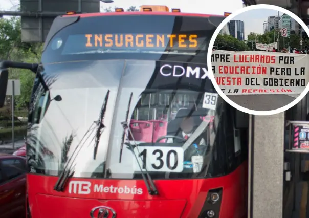 Bloqueo de normalistas de Chiapas en Reforma suspende servicio de Línea 1 y 7 del Metrobús CDMX