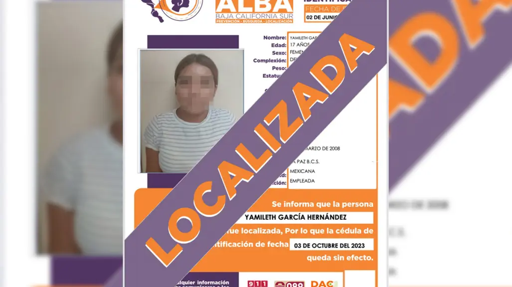 Desaparecida desde 2023: joven de 17 años de La Paz, fue localizada sana y salva