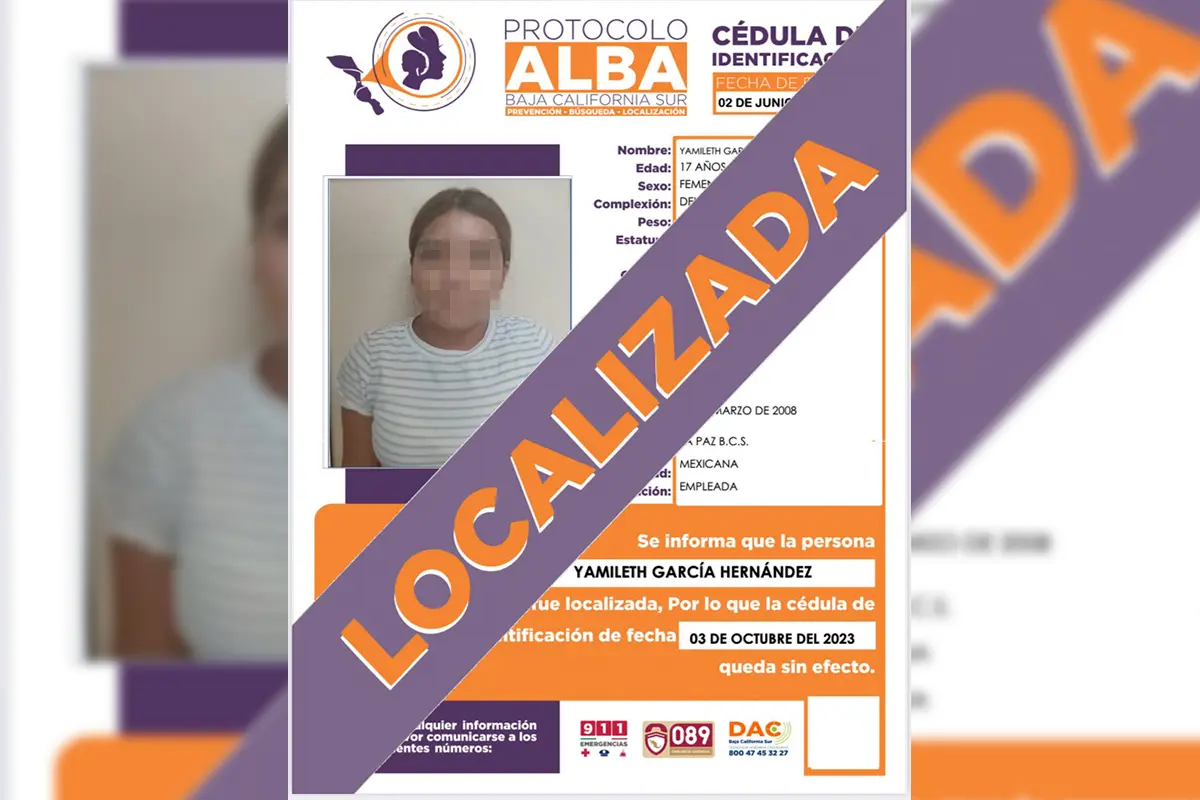 Se desactiva la búsqueda de Yamileth García Hernández, quien apareció sana y salva. Foto: Facebook de Centro de Justicia para las Mujeres BCS.