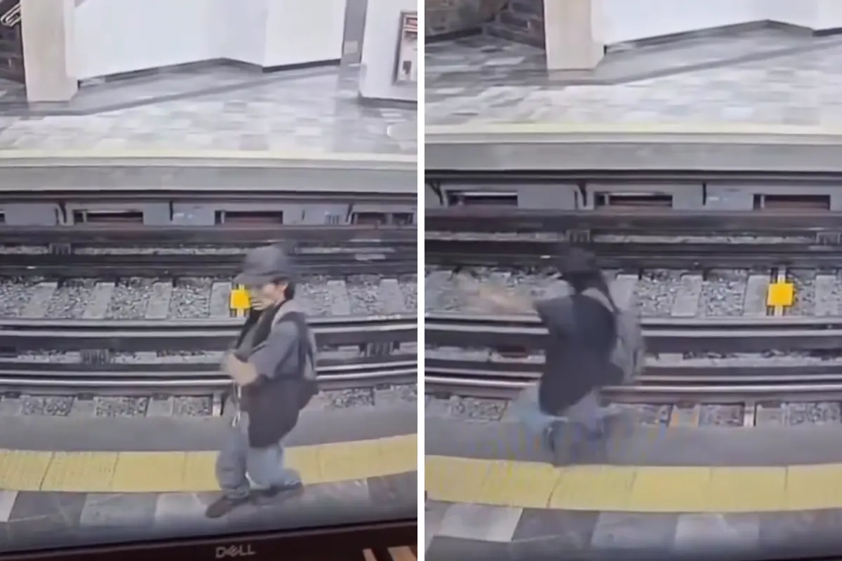 Hombre cae a las vías del metro, foto: Captura de pantalla