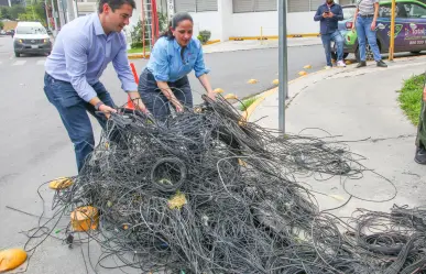Retiran casi 200 kilómetros de cables en desuso en Monterrey
