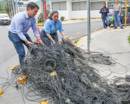 Retiran casi 200 kilómetros de cables en desuso en Monterrey