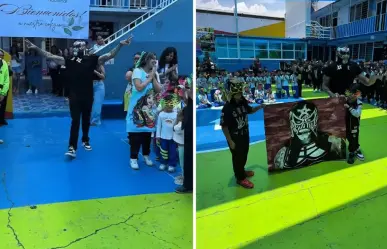 Penta el Zero Miedo, luchador de la WWE, visita su primaria en Ecatepec y motiva a los niños