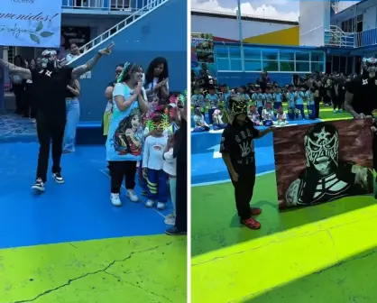 Penta el Zero Miedo, luchador de la WWE, visita su primaria en Ecatepec y motiva a los niños
