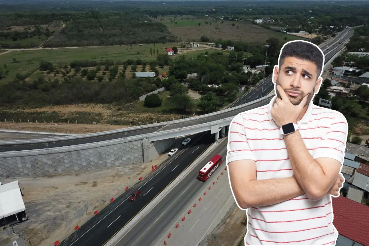 El Nuevo Periférico de Nuevo León y un hombre pensando. Foto: Canva