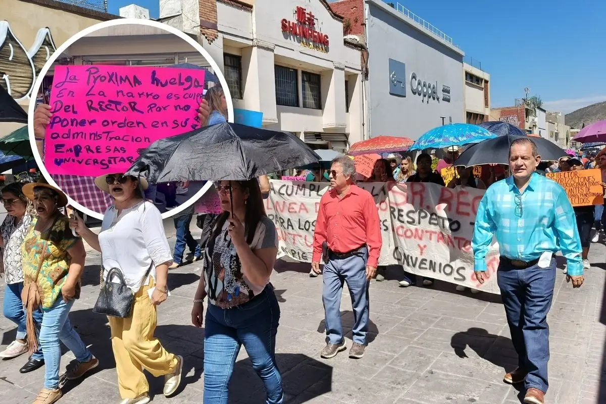 Huelga en el centro de Saltillo, SUTUAAAN protesta / Fotos: Marco Juárez | Canva