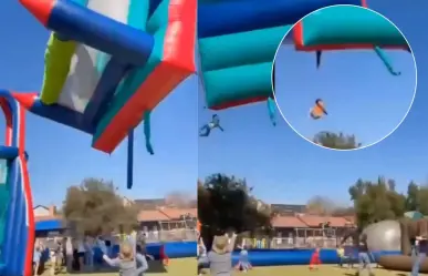 Sudáfrica: Castillo inflable sale volando con niños adentro y caen desde varios metros | VIDEO