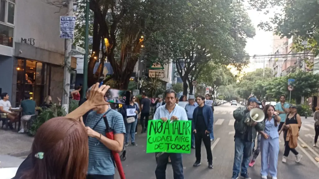 Vecinos de CDMX protestan para salvar la vida de un árbol centenario en la Benito Juárez