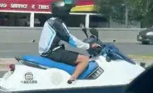 ¿Moto... de agua? Graban curioso vehículo circulando en Garza Sada en Monterrey l VIDEO
