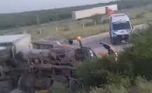 Volcadura provoca cierre vial en la autopista Laredo – Monterrey