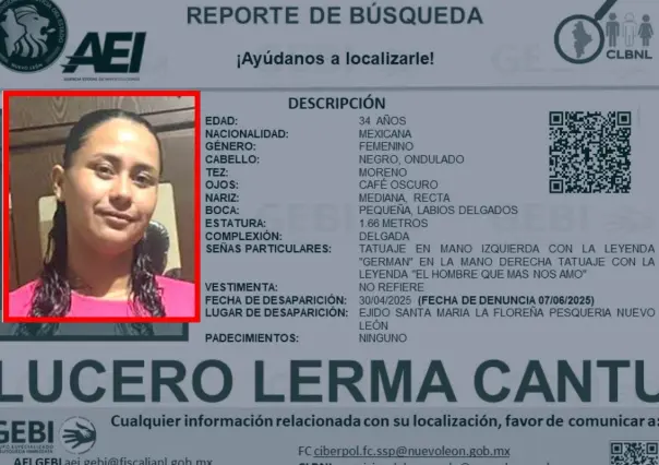 Buscan a mujer reportada como desaparecida en Pesquería