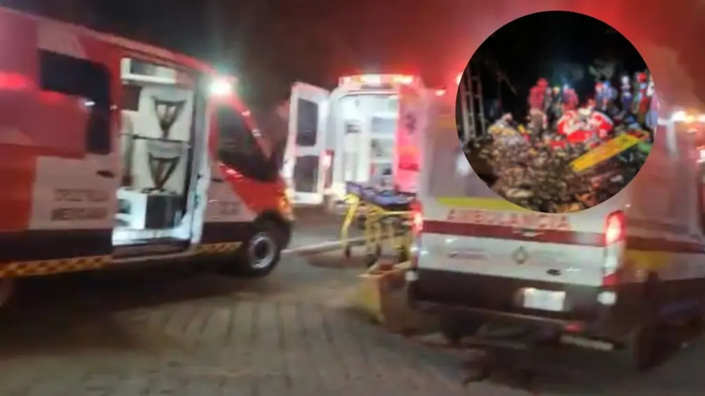 Vuelca camión con 21 personas abordo en Santiago , Nuevo León ; se dirigían a Matacanes