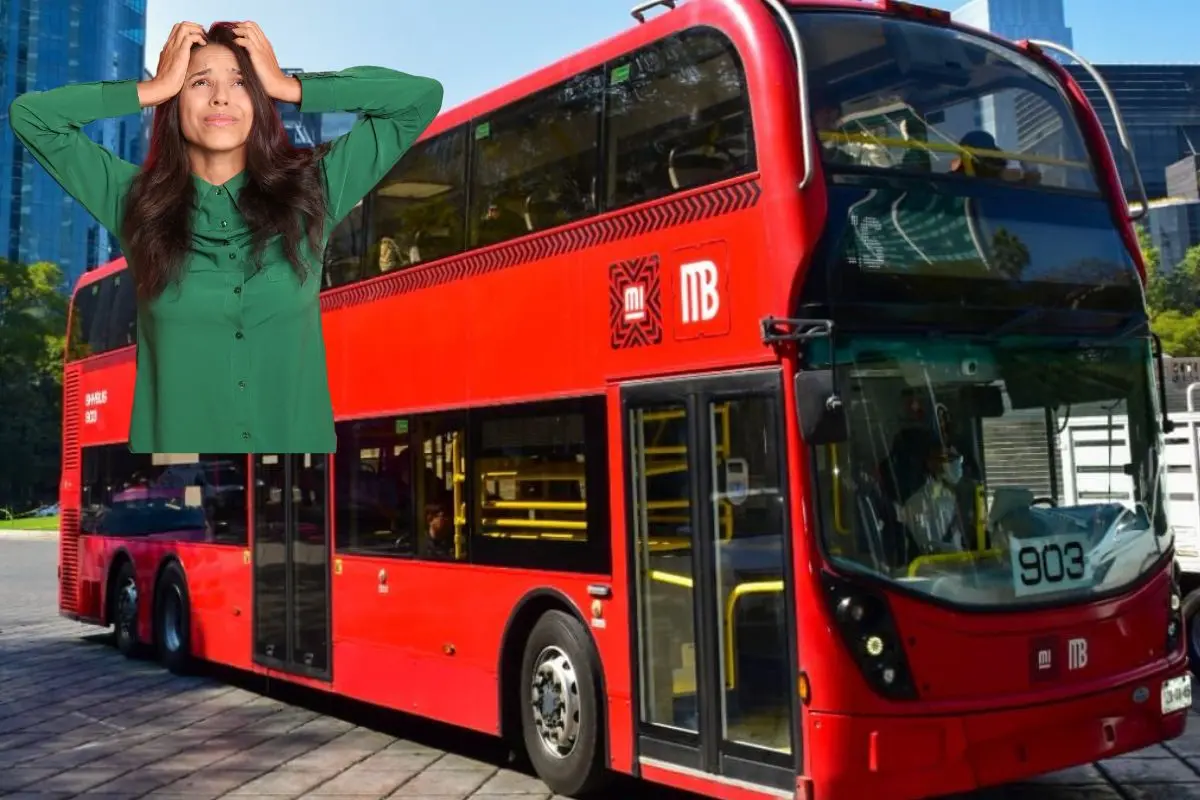 Metrobús CDMX línea 7 sobre Paseo de la Reforma, persona estresada. Foto: Metrobus CDMX | Canva