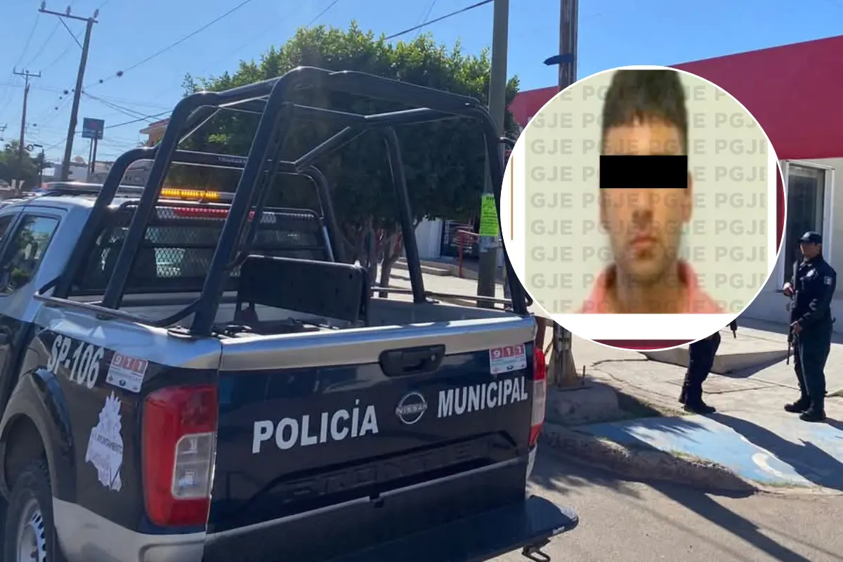 En calles de Ciudad Constitución autoridades detuvieron a un hombre por portación de armas y sustancias ilícitas; lo ligan con actos violentos del 4 de junio. Foto: Seguridad Pública de Comondú / Procuraduría / Canva