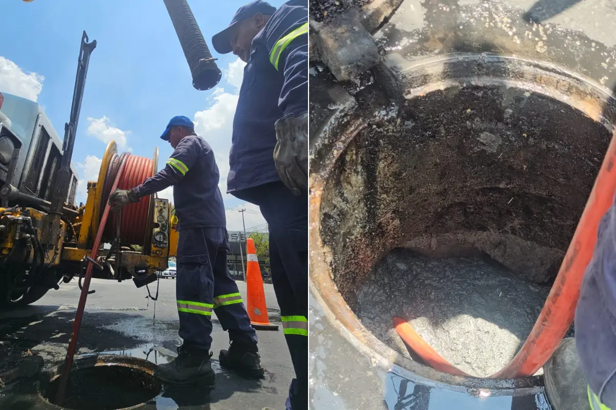 SEGIAGUA realizando trabajos de desazolve en el drenaje de CDMX. Foto: Luis Antonio Alfaro