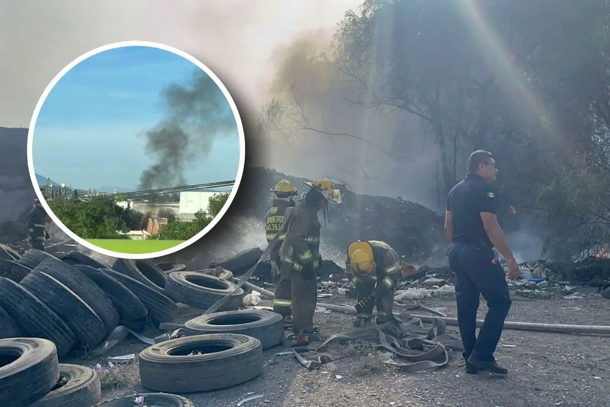 Incendio en recicladora en Vito Alessio alarma a Saltillo / Fotos: Marco Juárez | Canva