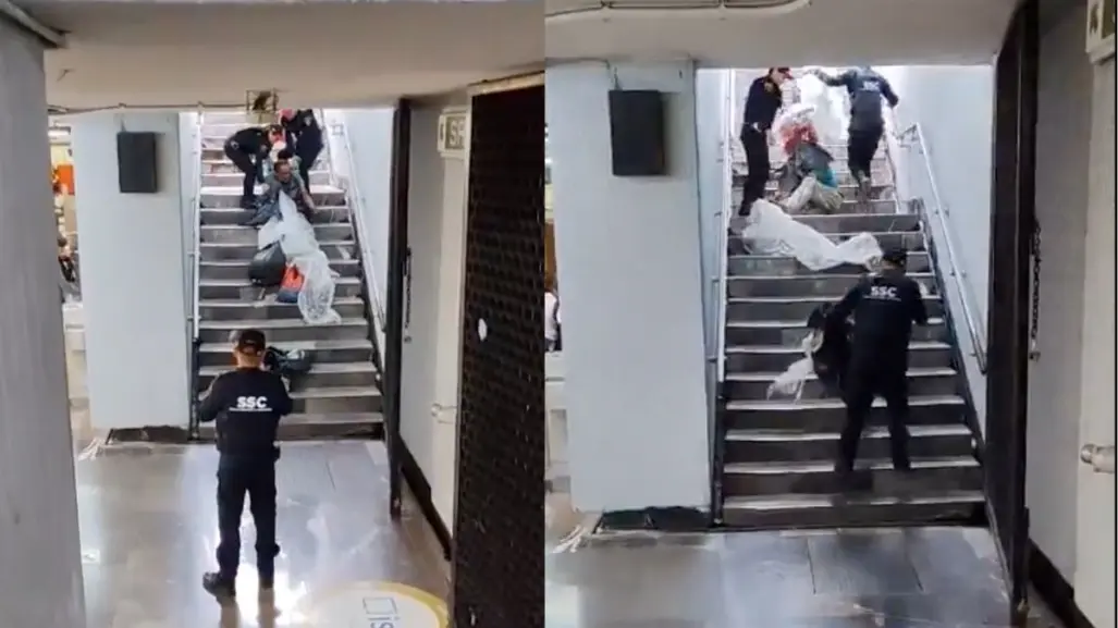 VIDEO | policías del Metro de CDMX sacan arrastrando a indigente de las instalaciones