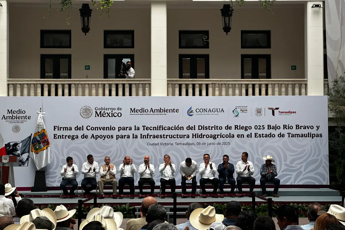 Firma de convenio para la certificación del Distrito de Riego 025 | Foto: gobierno de Tamaulipas