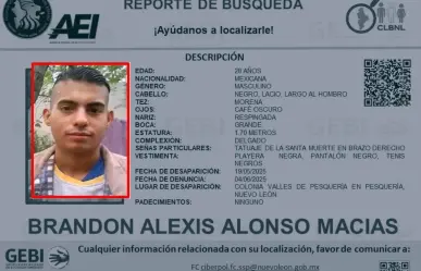 Solicitan la búsqueda de un joven reportado como desaparecido en Pesquería desde mayo