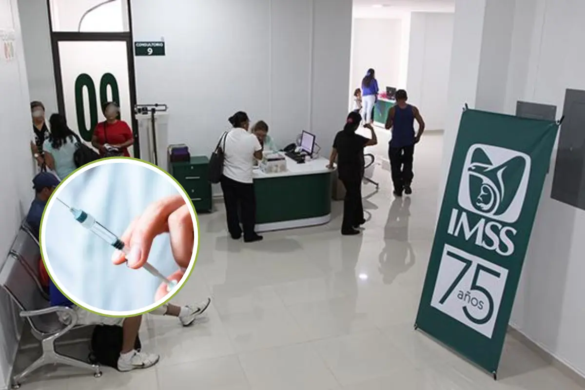 Sala del IMSS y jeringa. Foto: www.imss.gob.mx | Canva