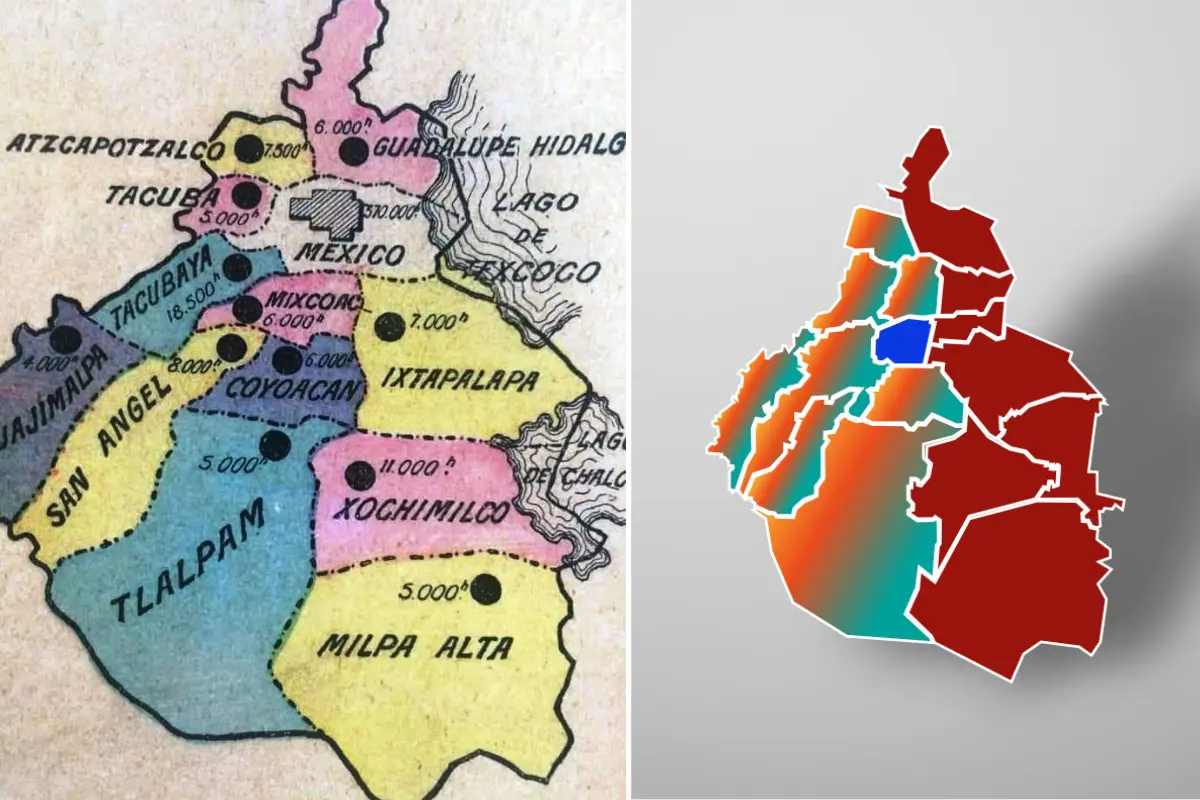 Mapa de CDMX antes y ahora. Foto: Ciudadanos en red | Canva