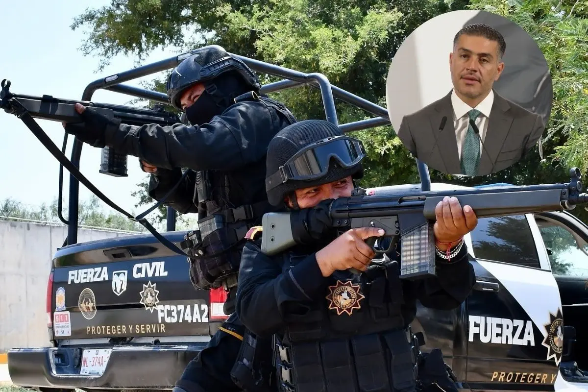 Fuerza Civil de Nuevo León destaca por sus logros obtenidos en materia de seguridad. Foto: Canva / Facebook Fuerza Civil / Facebook Claudia Sheinbaum Pardo