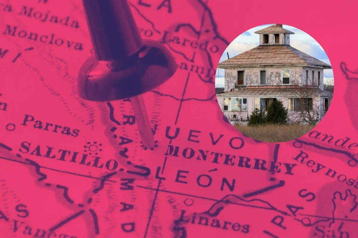 El mapa de Nuevo León y casas abandonadas. Foto: Canva