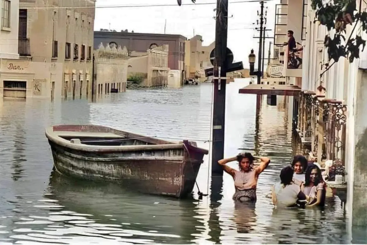 Tras el impacto del huracán Hilda, las zonas bajas de Tampico, Madero y Altamira quedaron anegadas. Foto: FB @tampicoantiguo