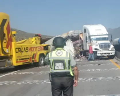 Tráiler choca en la autopista Monterrey - Saltillo ¿Hay cierres viales?