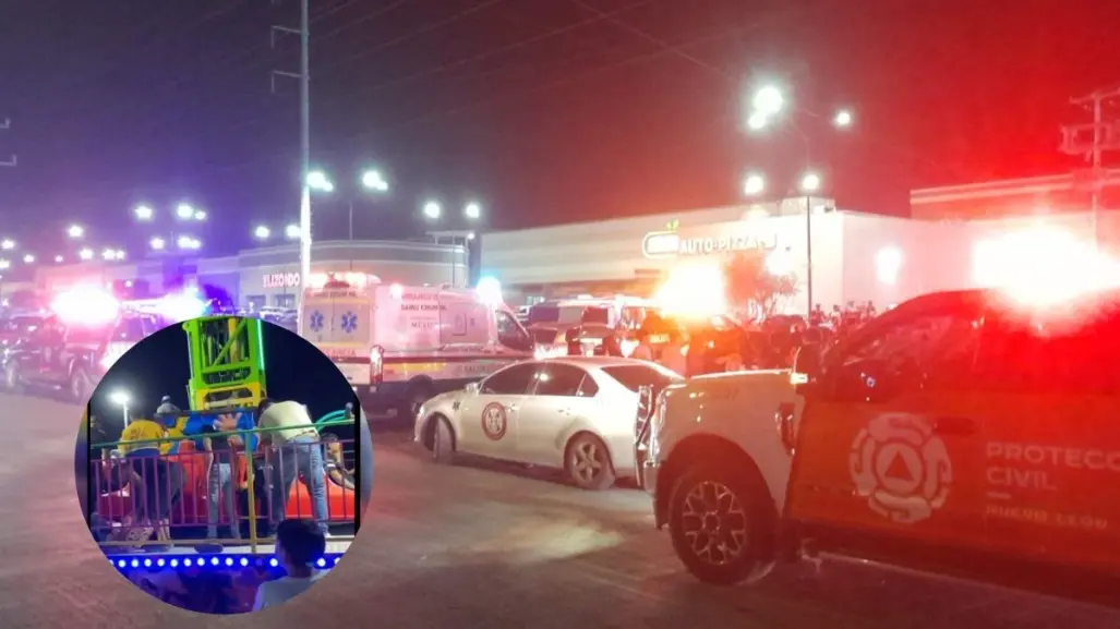 Cae juego mecánico en feria de El Carmen, Nuevo León; reportan varios heridos