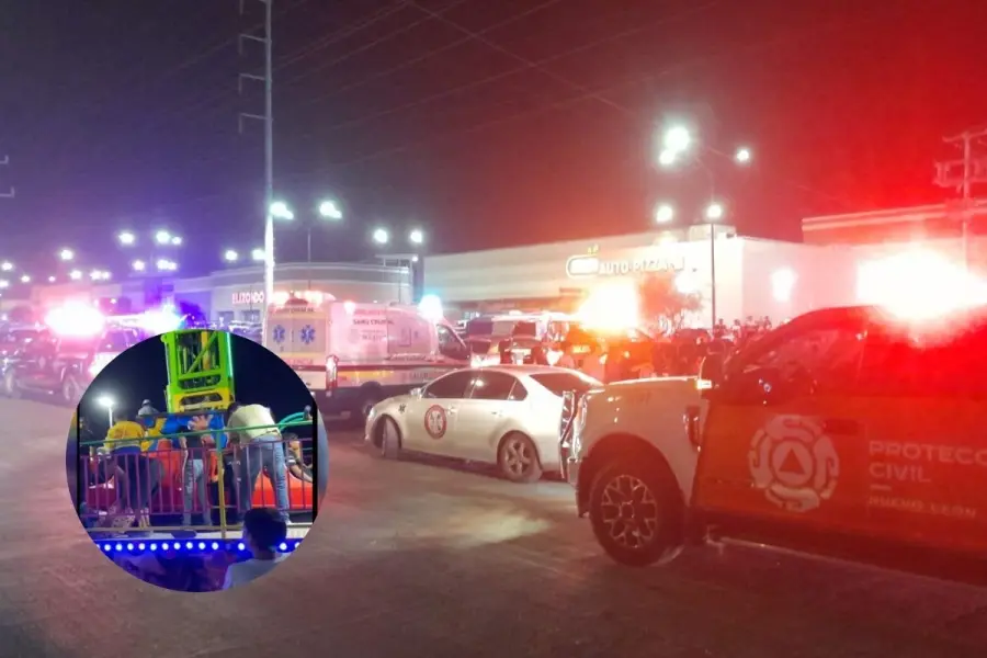 Cae juego mecánico en feria de El Carmen, Nuevo León; reportan varios heridos