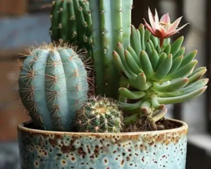 El cactus nativo de Durango de espinas gigantes y una increíble flor rosa brillante