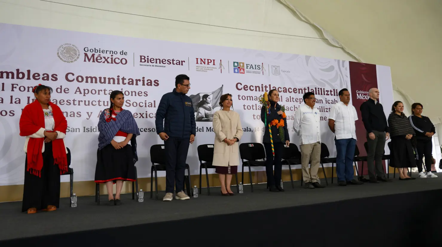 Pueblos indígenas de Tlaxcala reciben fondos federales gestionados por Sheinbaum. Foto: Gobierno de México